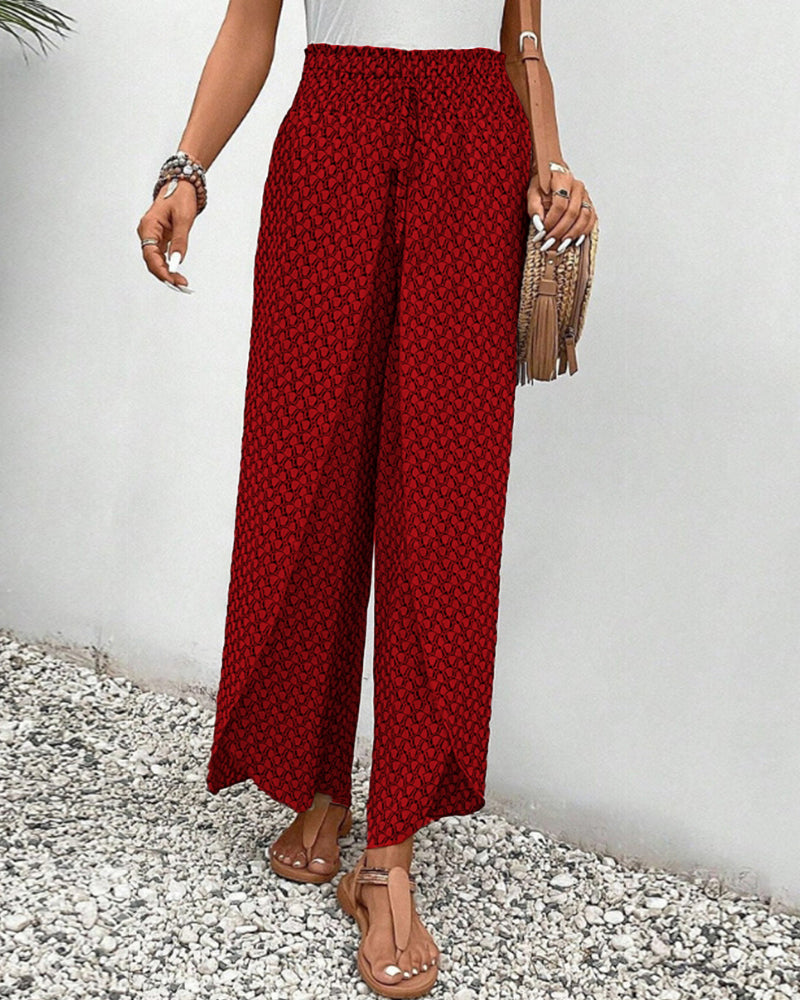 Lisette Hose mit weitem Bein und geometrischem Druck