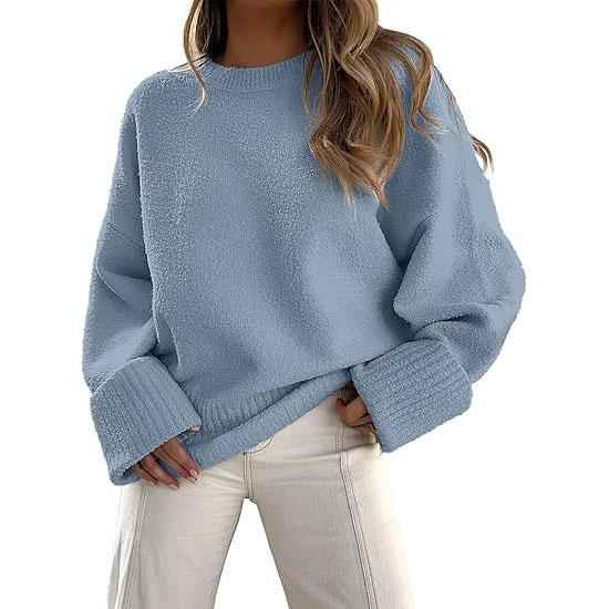 Kuscheliger Langarm-Rundhals-Pullover für Wärme und Komfort im Alltag