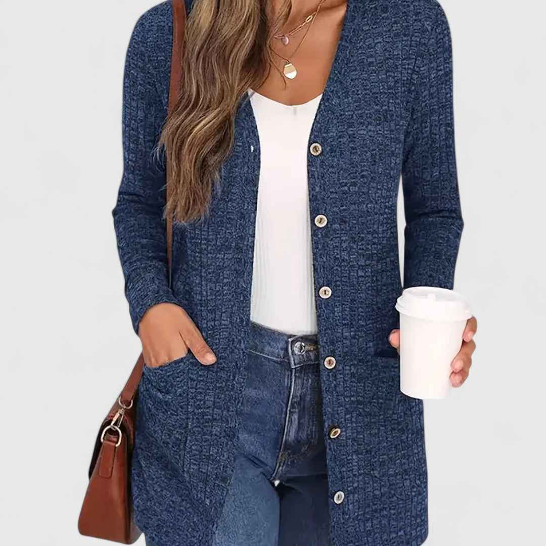 Bequemer V-Ausschnitt Cardigan für einen eleganten und lässigen Stil