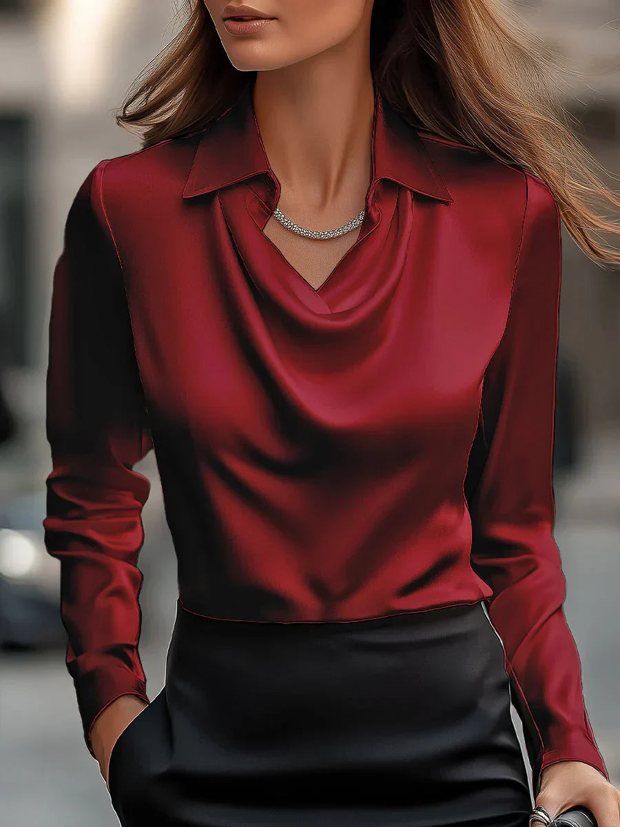 Demi - Elegante Bluse mit drapiertem Kragen