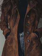 Claudia | Langer taillierter Trenchcoat mit zeitlosem zweireihigem Stil