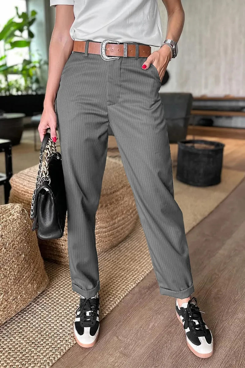 ELEGANTE, FIGURSCHMEICHELNDE HOSE MIT STREIFEN
