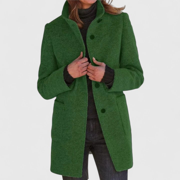 Avery | Women's Wool Coat - Button-Front Warmth