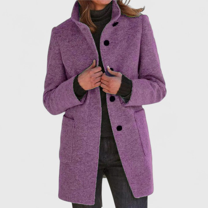 Avery | Women's Wool Coat - Button-Front Warmth