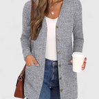 Bequemer V-Ausschnitt Cardigan für einen eleganten und lässigen Stil