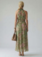 Paula | Midi-Kleid mit gerafftem Halterneck-Ausschnitt