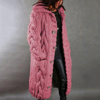 Eleanor | Women's Cable Knit Coat - Hooded