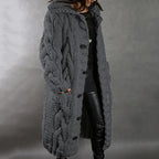 Eleanor | Women's Cable Knit Coat - Hooded