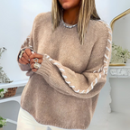 Kuschelig Ultraweicher Langarm-Pullover mit Rundhalsausschnitt Damen