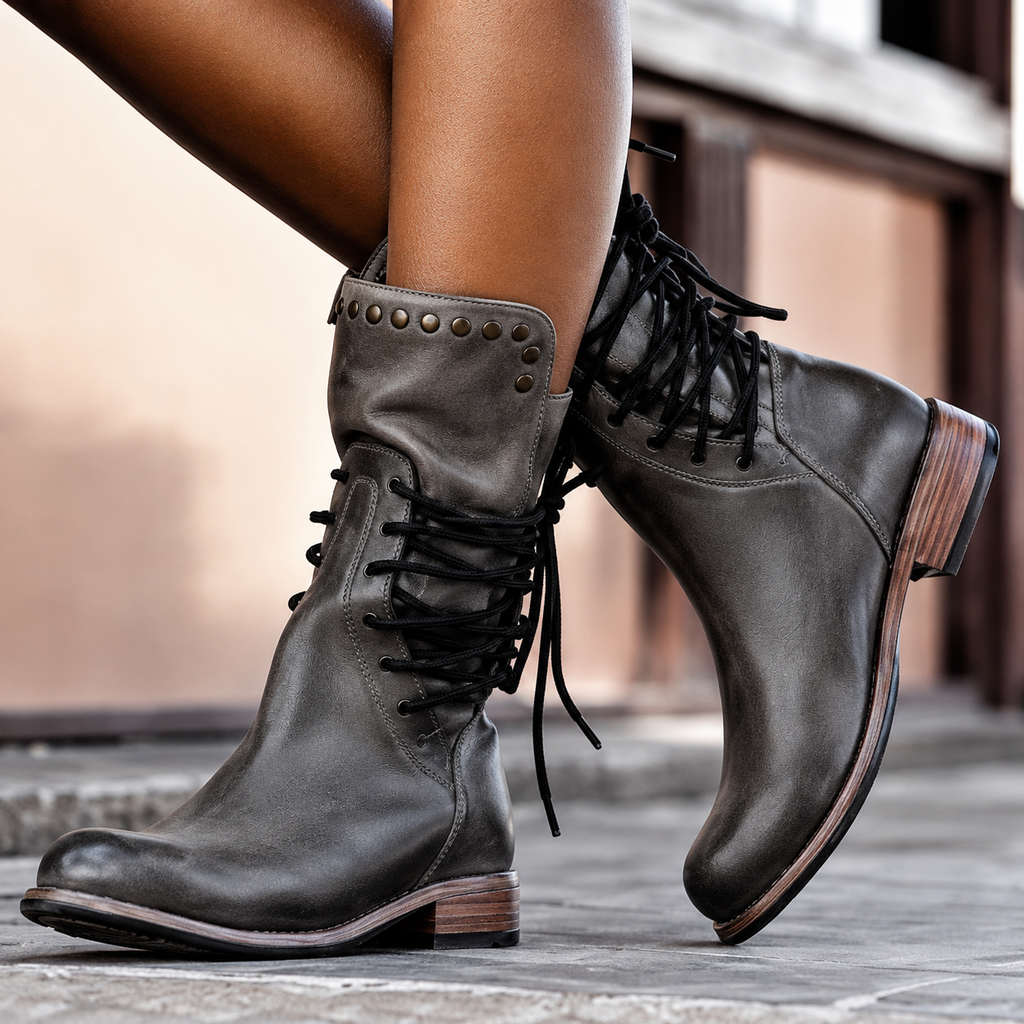 Nova | Cross-Tied Biker Stiefeletten mit Fleece-Futter
