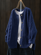 Damen Strick-Cardigan mit Zopfmuster aus Schafskaschmir