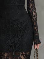 Monika | Schwarzes Spitzen-Maxikleid