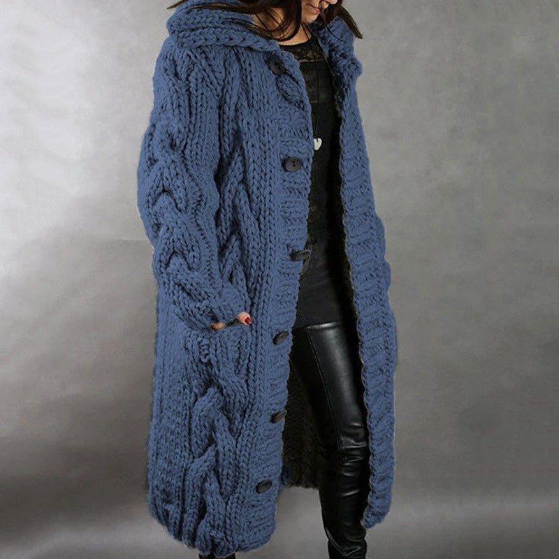 Eleanor | Women's Cable Knit Coat - Hooded