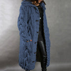 Eleanor | Women's Cable Knit Coat - Hooded