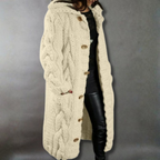 Eleanor | Women's Cable Knit Coat - Hooded