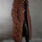 Eleanor | Women's Cable Knit Coat - Hooded