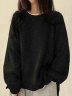 Strickpullover mit Drop-Shoulder, Rundhals und Schlitzsaum - Chic und gemütlich