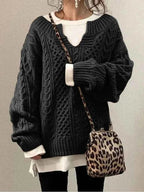 Eleganter Damen-Pullover mit modischem halboffenem Kragen