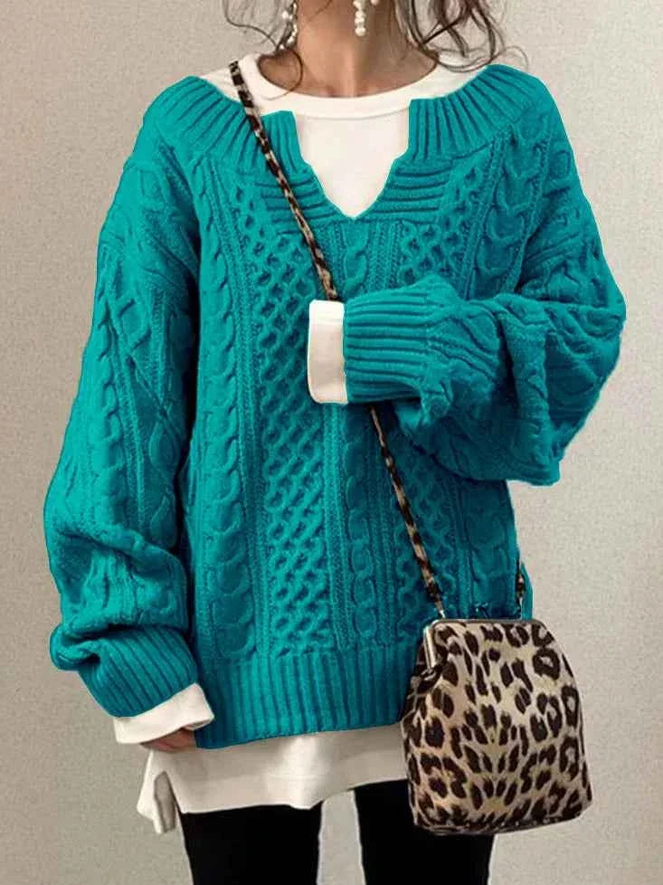 Eleganter Damen-Pullover mit modischem halboffenem Kragen