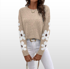 Rundhals-Strickpullover für Herbst und Winter Damen