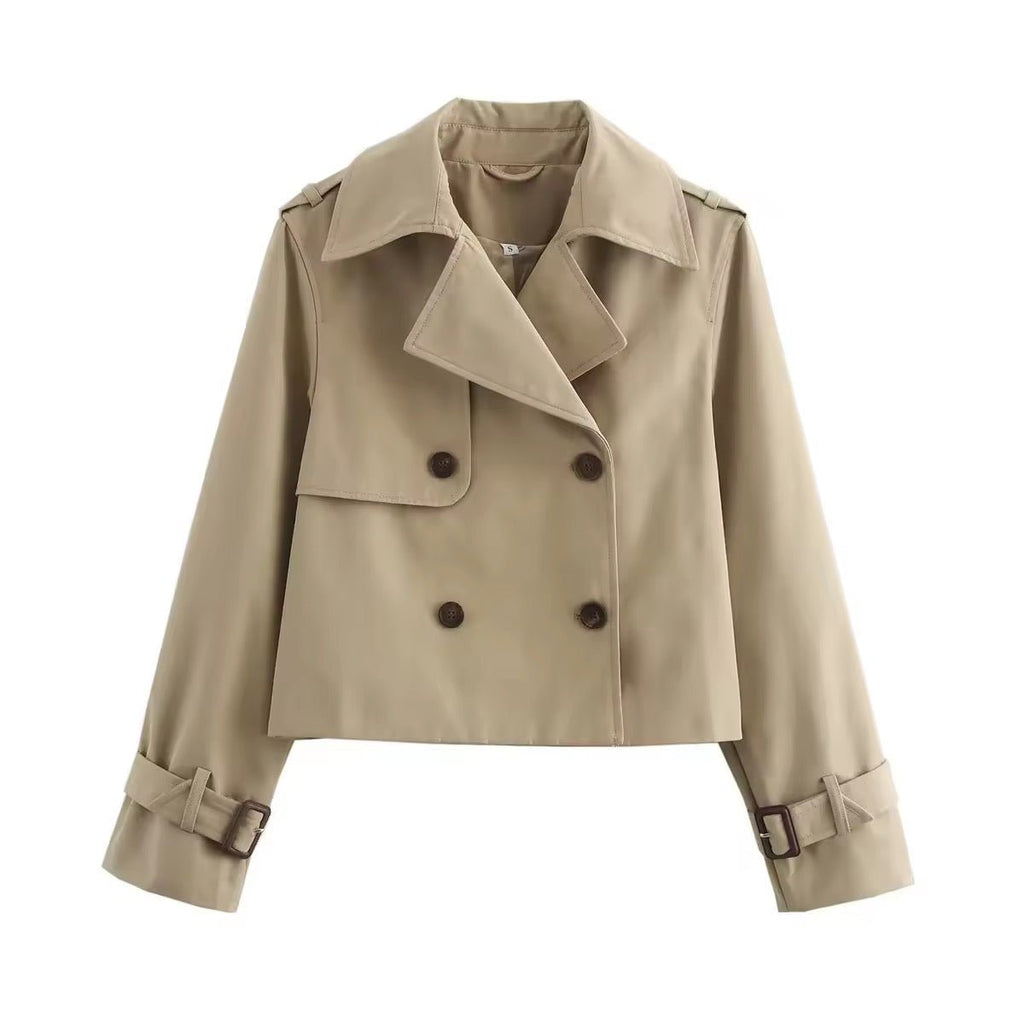 Isabelle | Eleganter kurzer zweireihiger Trenchcoat