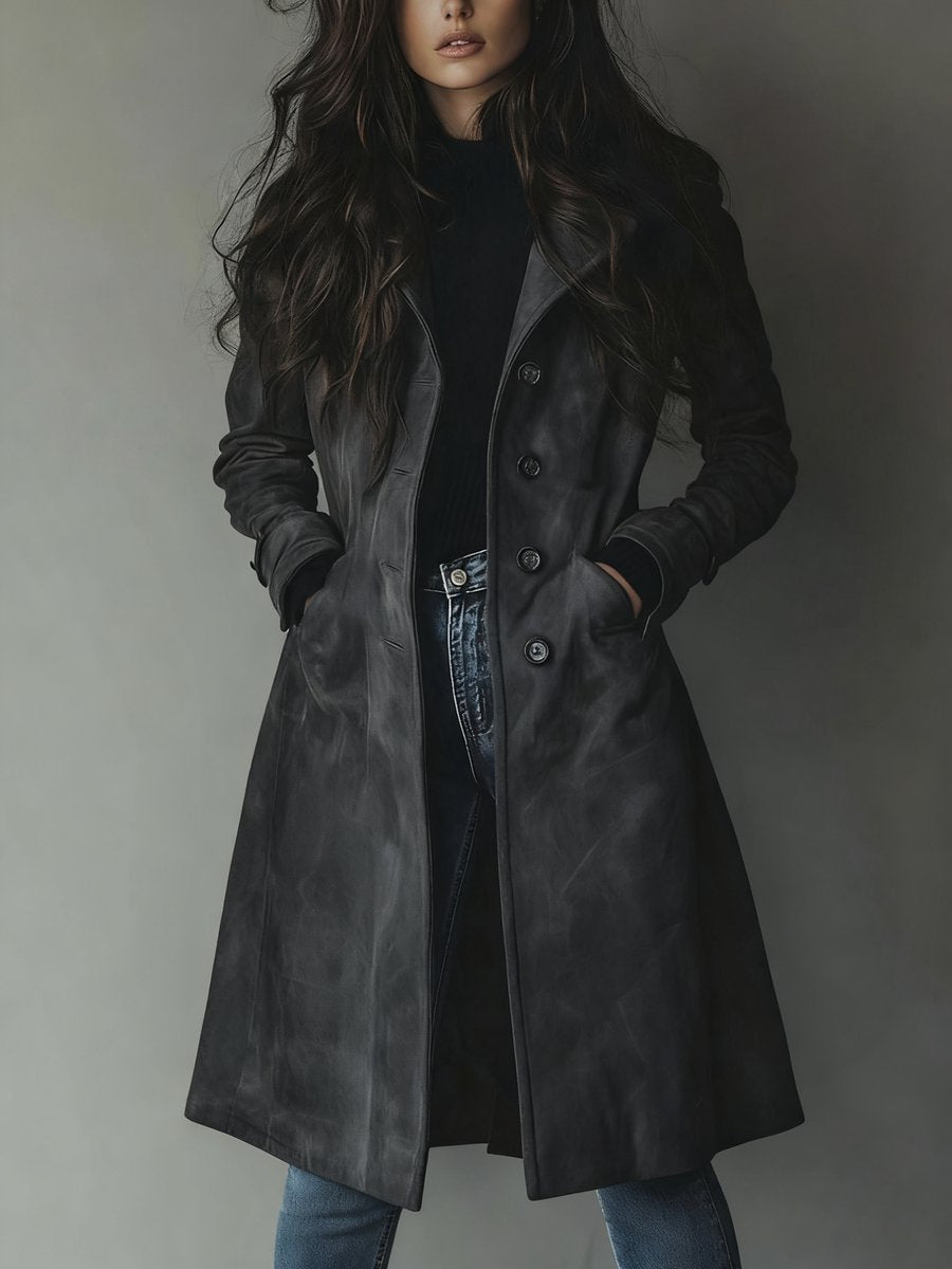 Claudia | Langer taillierter Trenchcoat mit zeitlosem zweireihigem Stil
