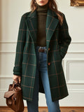 Aubrey | Women's Tweed Coat - Check Print, Lapel