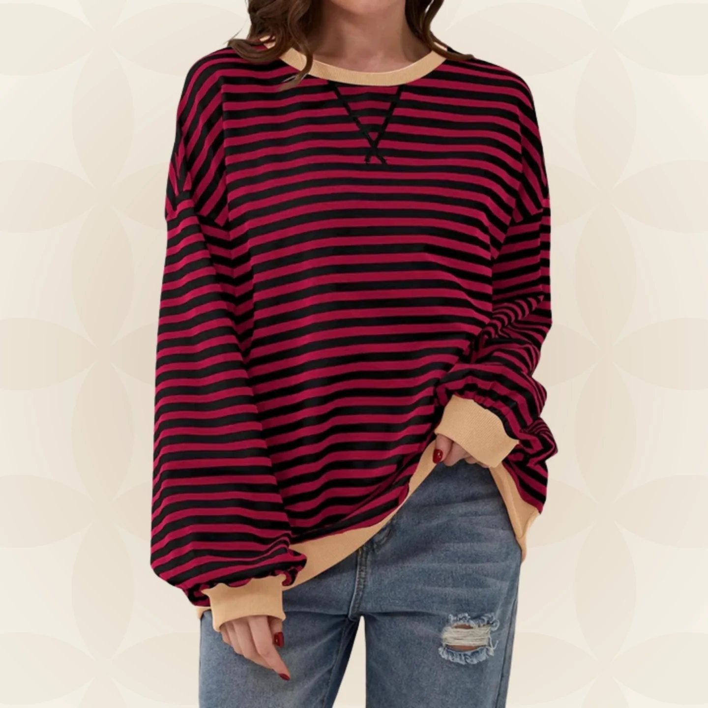 Karin | Streifenloser Lässiger Pullover