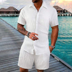 Herren Freizeit Set – Kurzarm Hemd & Shorts, Locker und Bequem für Strand und Freizeit