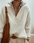Eleganter kabelgebundener Half-Reißpullover für einen zeitlosen Look